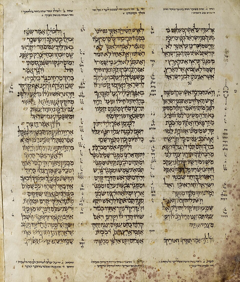 Folio met Deuteronomium, Aleppo Codex (ca. 930)